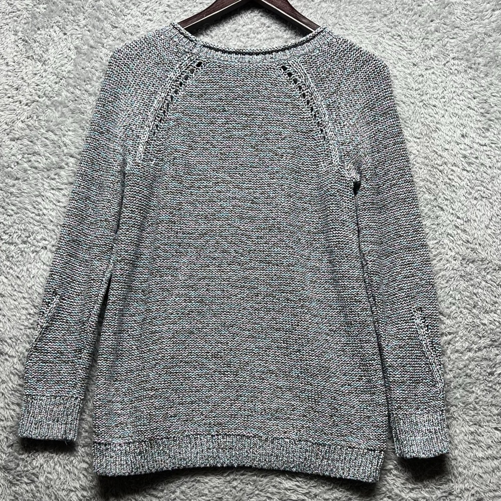 Talbots Sweater Womens LP Petite Blue Marbled Pullover Roll Neck Long Sleeve - Picture 4 of 9